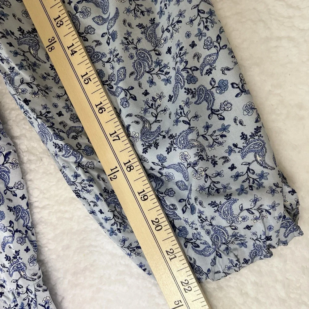Boho Cottagecore‎ Floral Peasant Dress XXL Smocked Babydoll Blue White